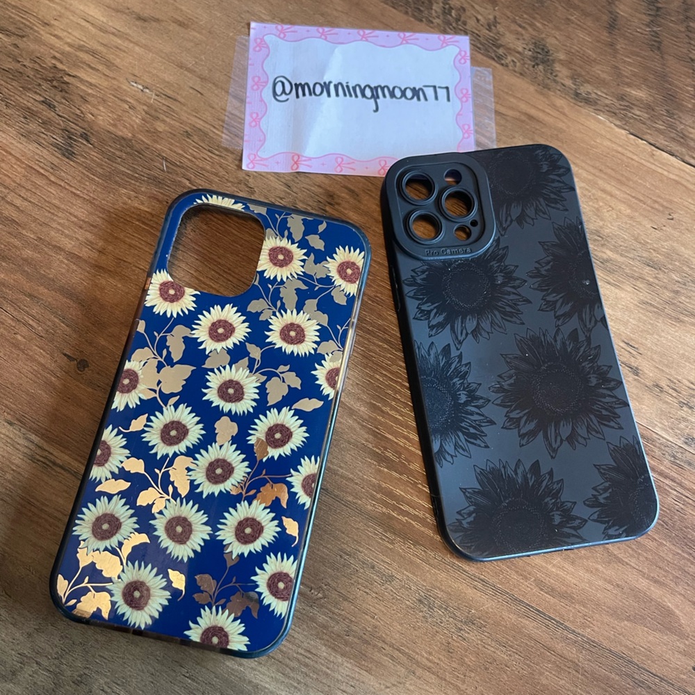 Floral Patterned Phone Case Set - Blue and Black for iPhone 12 Pro Max